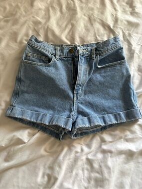 American Apparel Light Blue Rolled-Hem Denim Shorts